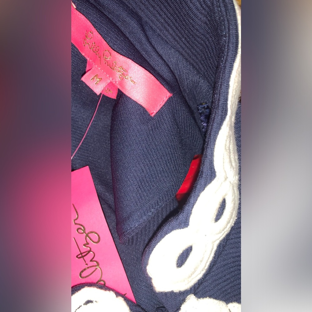 NEW Lilly Pulitzer Callista Navy Dress White Trim Size M - Picture 5 of 10